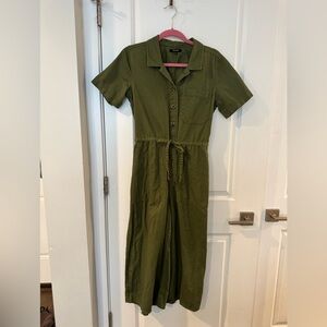 Madewell Olive Green Button-Front Jumpsuit